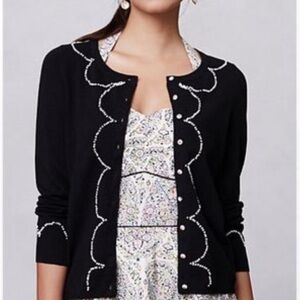 Anthropologie Black Cardigan with White Accents